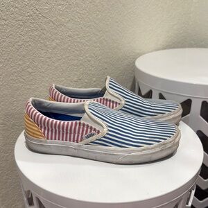 Vans Kids Striped Slip-On Shoes - Blue, Pink, Yellow